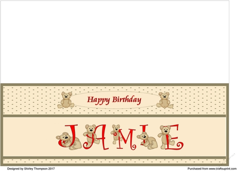 Teddy bear DL name card (Jamie).