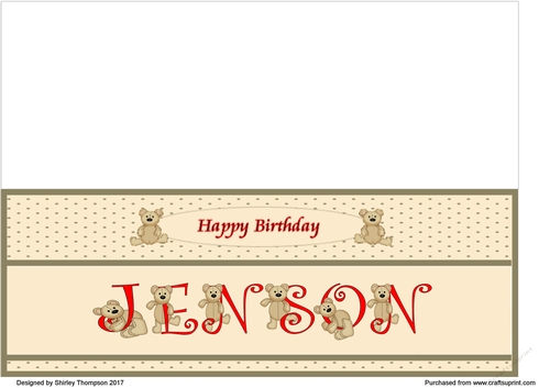 Teddy bear DL name card (Jenson).
