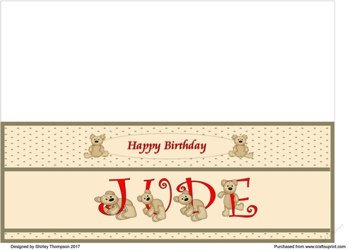 Teddy bear DL name card (Jude).