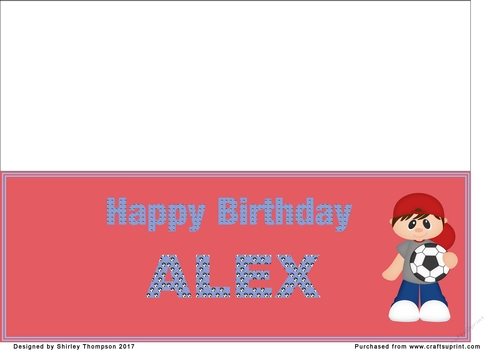 Little footballer large DL name card (Alex)