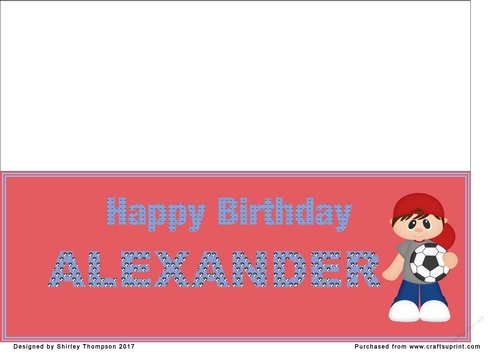 Little footballer large DL name card (Alexander)