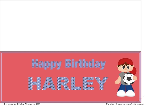 Little footballer large DL name card (Harley)