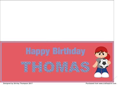 Little footballer large DL name card (Thomas)