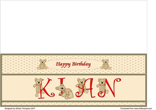 Teddy bear DL name card (Kian).
