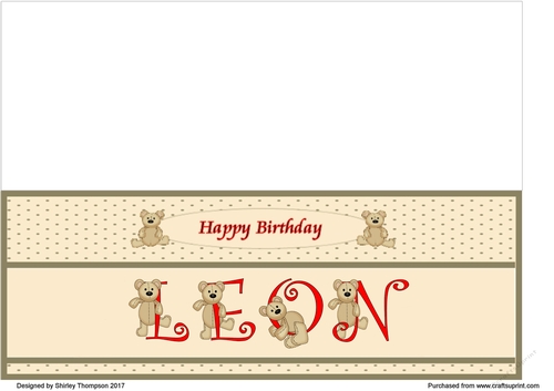 Teddy bear DL name card (Leon).
