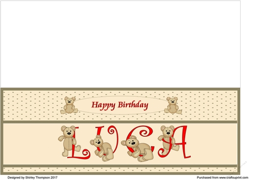 Teddy bear DL name card (Luca).