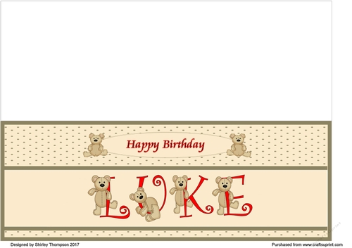 Teddy bear DL name card (Luke).