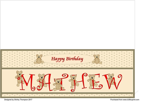 Teddy bear DL name card (Mathew).