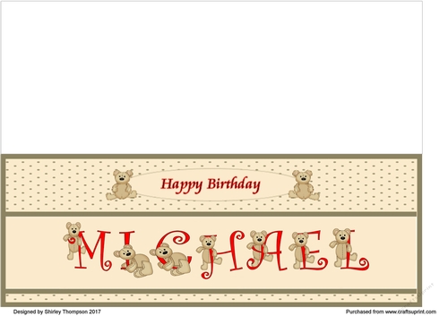 Teddy bear DL name card (MIchael).