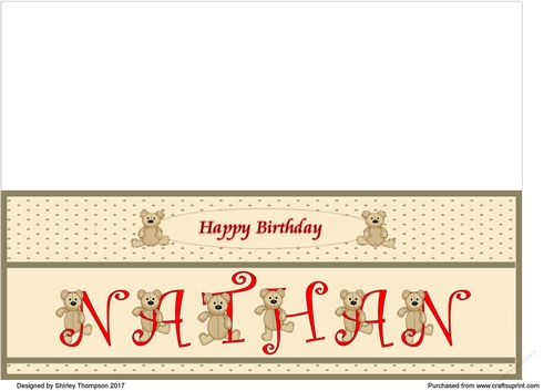 Teddy bear DL name card (Nathan).