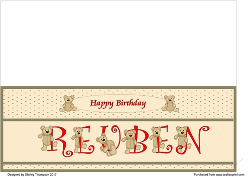 Teddy bear DL name card (Reuben).
