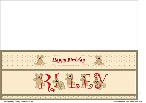 Teddy bear DL name card (Riley).