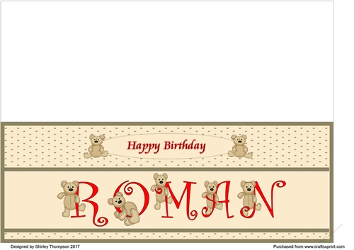 Teddy bear DL name card (Roman).