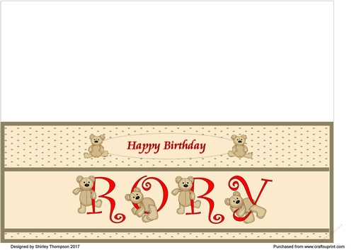Teddy bear DL name card (Rory).