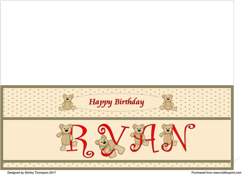 Teddy bear DL name card (Ryan).