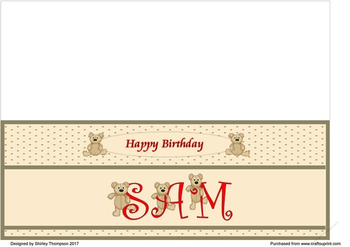 Teddy bear DL name card (Sam).