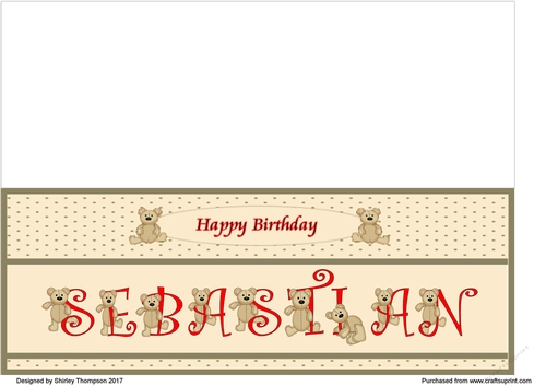 Teddy bear DL name card (Sebastian).