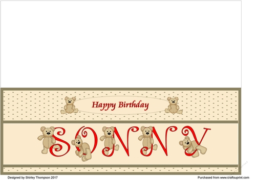 Teddy bear DL name card (Sonny).