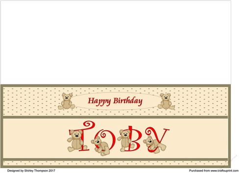 Teddy bear DL name card (Toby).