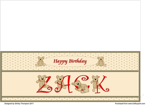 Teddy bear DL name card (Zack).