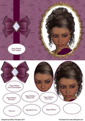 Elegant lady A5 step by step card front.