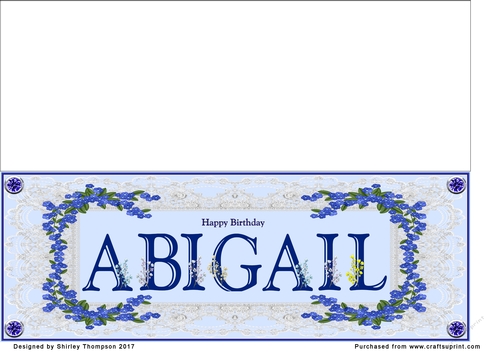 Blue DL name card (Abigail)