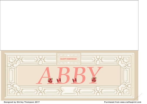 Cream & peach large DL name card (Abby)