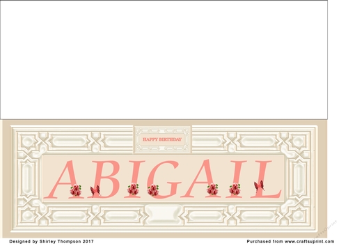 Cream & peach large DL name card (Abigail)