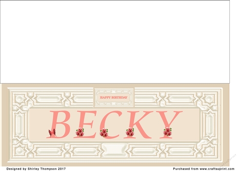 Cream & peach large DL name card (Becky)