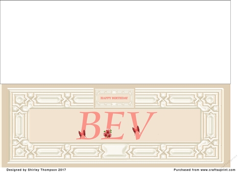 Cream & peach large DL name card (Bev)