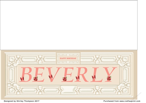 Cream & peach large DL name card (Beverly)