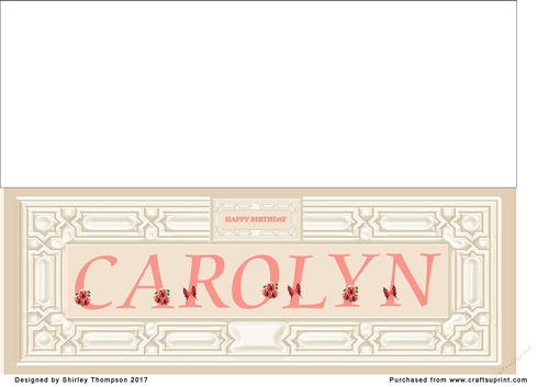 Cream & peach large DL name card (Carolyn)