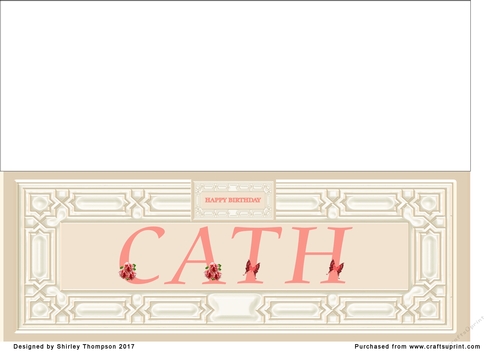 Cream & peach large DL name card (Cath)
