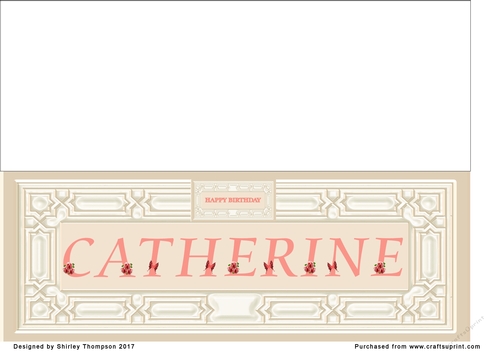 Cream & peach large DL name card (Catherine)