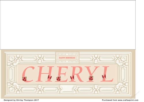 Cream & peach large DL name card (Cheryl)