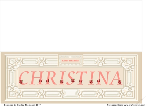 Cream & peach large DL name card (Christina)