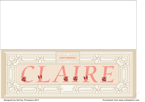 Cream & peach large DL name card (Claire)