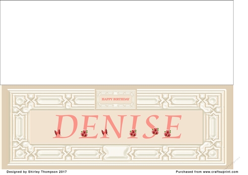 Cream & peach large DL name card (Denise)