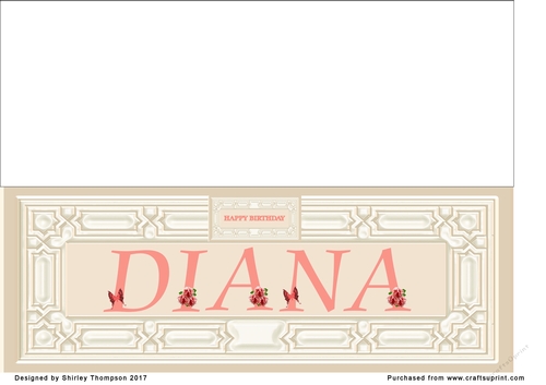 Cream & peach large DL name card (Diana)