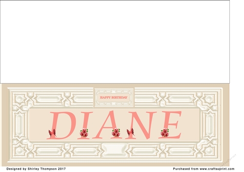 Cream & peach large DL name card (Diane)