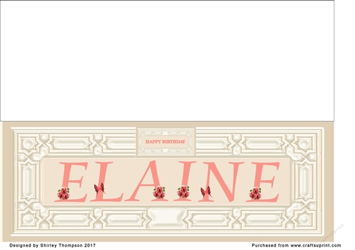 Cream & peach large DL name card (Elaine)