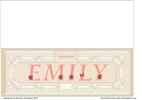 Cream & peach large DL name card (Emily)