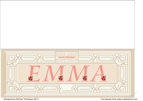 Cream & peach large DL name card (Emma)