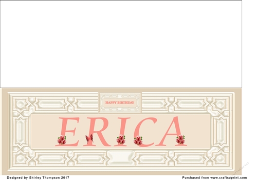 Cream & peach large DL name card (Erica)
