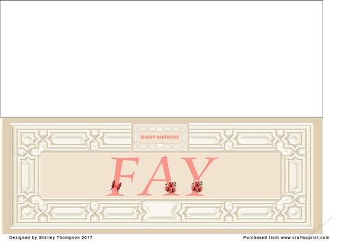 Cream & peach large DL name card (Fay)