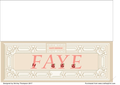 Cream & peach large DL name card (Faye)