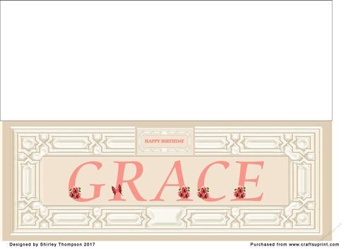 Cream & peach large DL name card (Grace)
