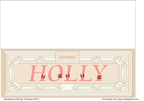 Cream & peach large DL name card (Holly)