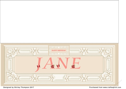 Cream & peach large DL name card (Jane)