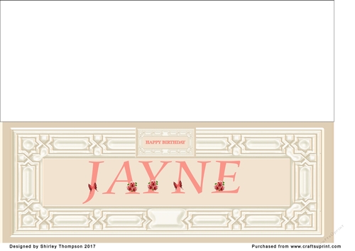 Cream & peach large DL name card (Jayne)